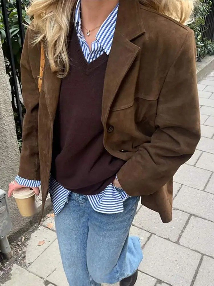 Herren Trenchcoat Braun Übergroß Winter