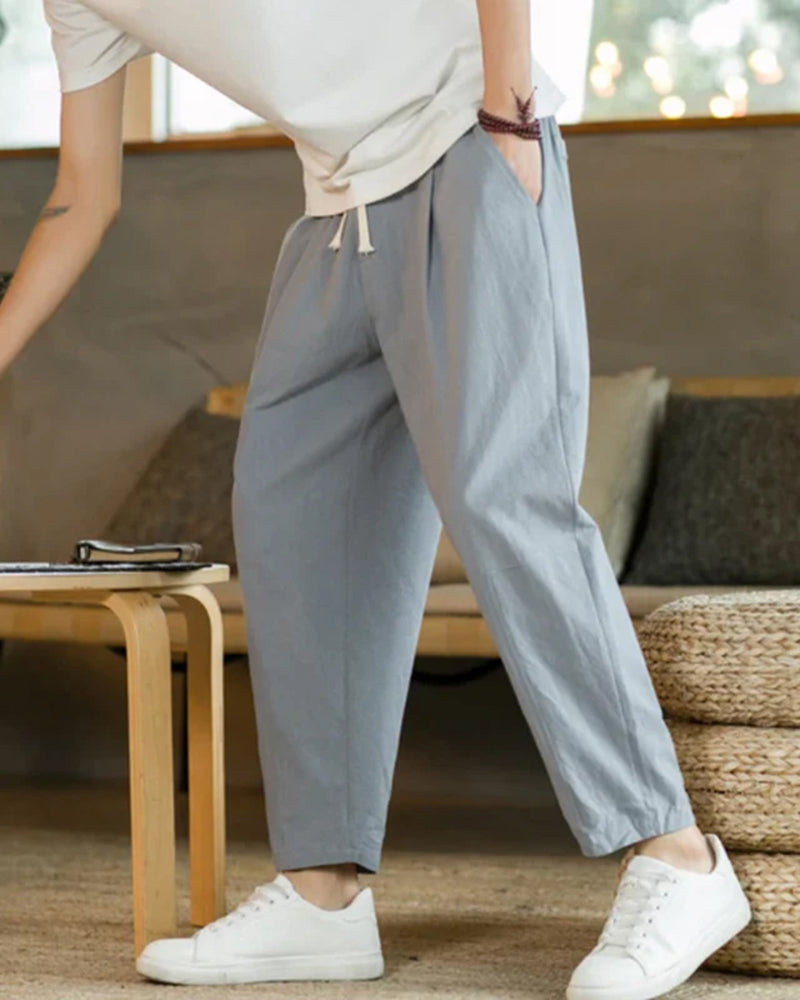 Damen Sommerhose Plissee Bequem Mit Kordelzug