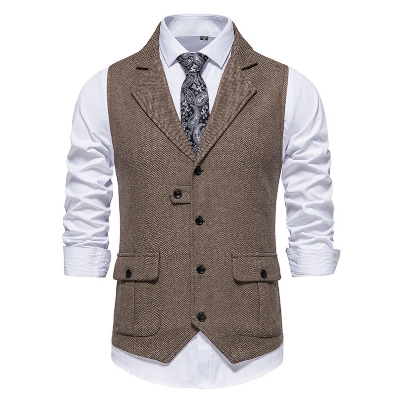 Herren Weste Elegant Baumwolle Mit Seitentaschen