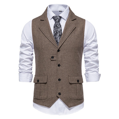 Herren Weste Elegant Baumwolle Mit Seitentaschen