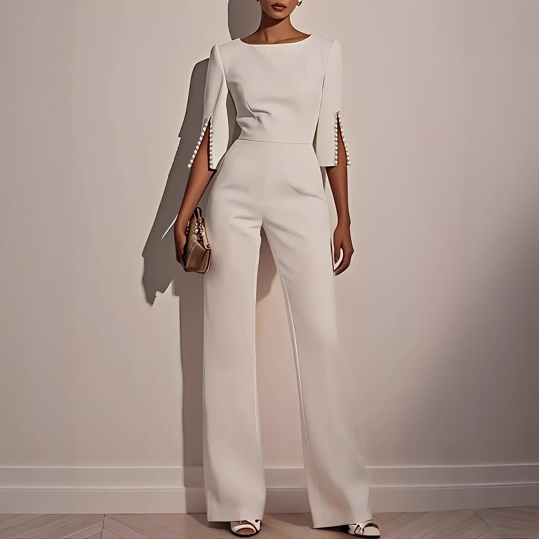 Damen Jumpsuit Elegant Glockenärmlig Schwarz - Norvielle