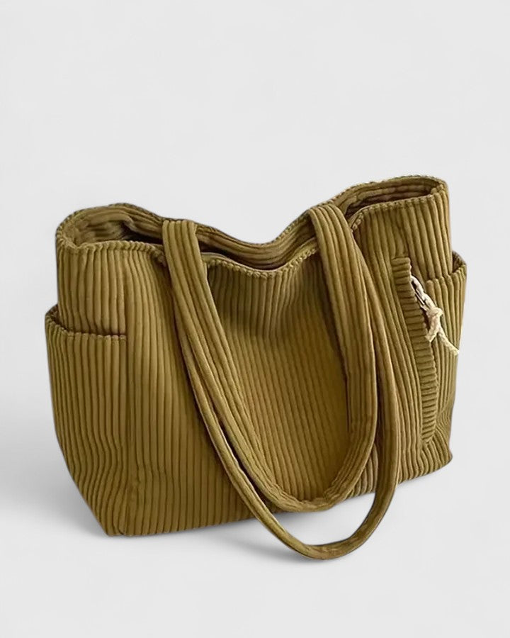 Damen Handtasche Lederoptik Rippdesign