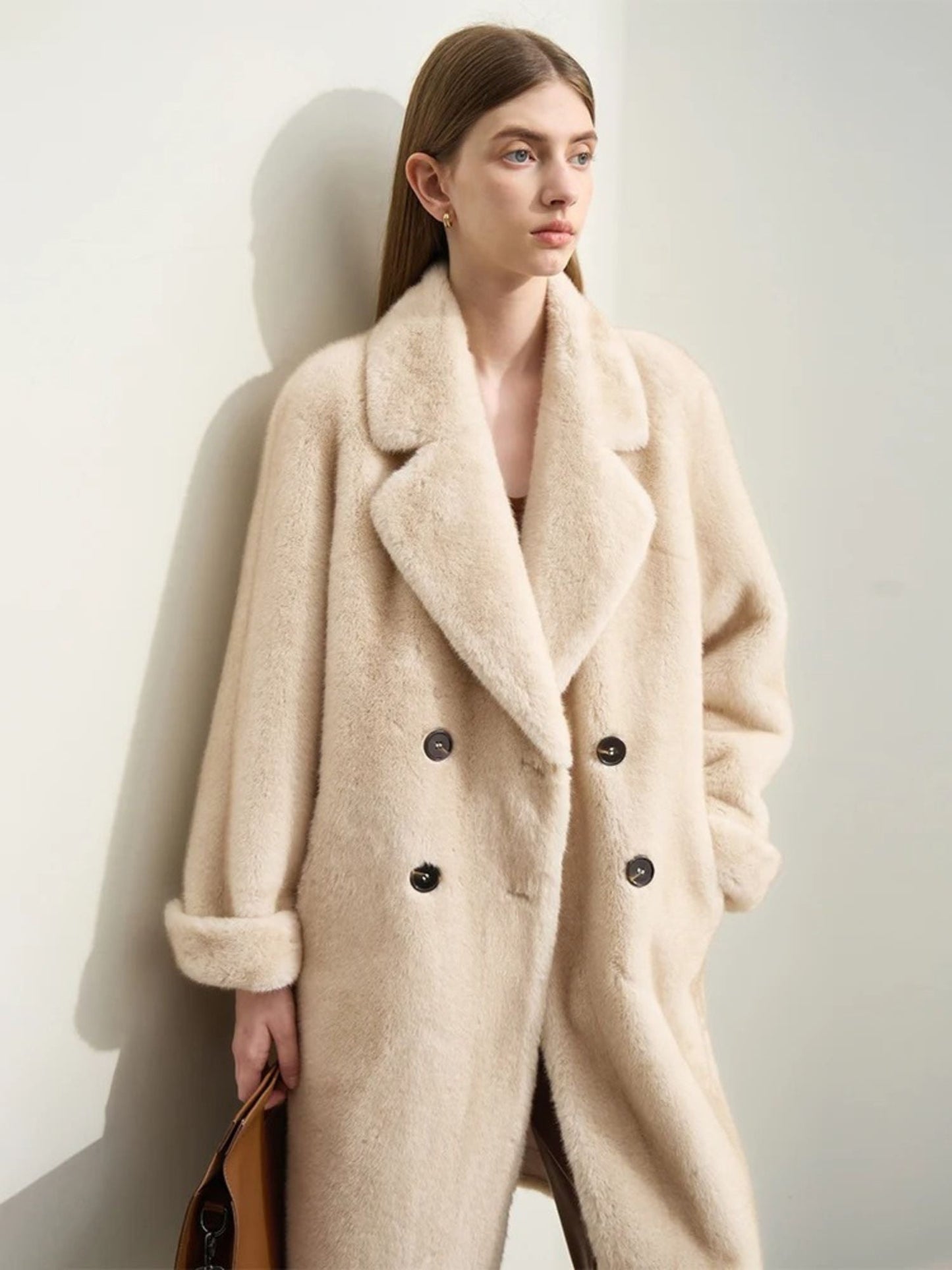 Damen Wollmantel Doppelöffnung Winter