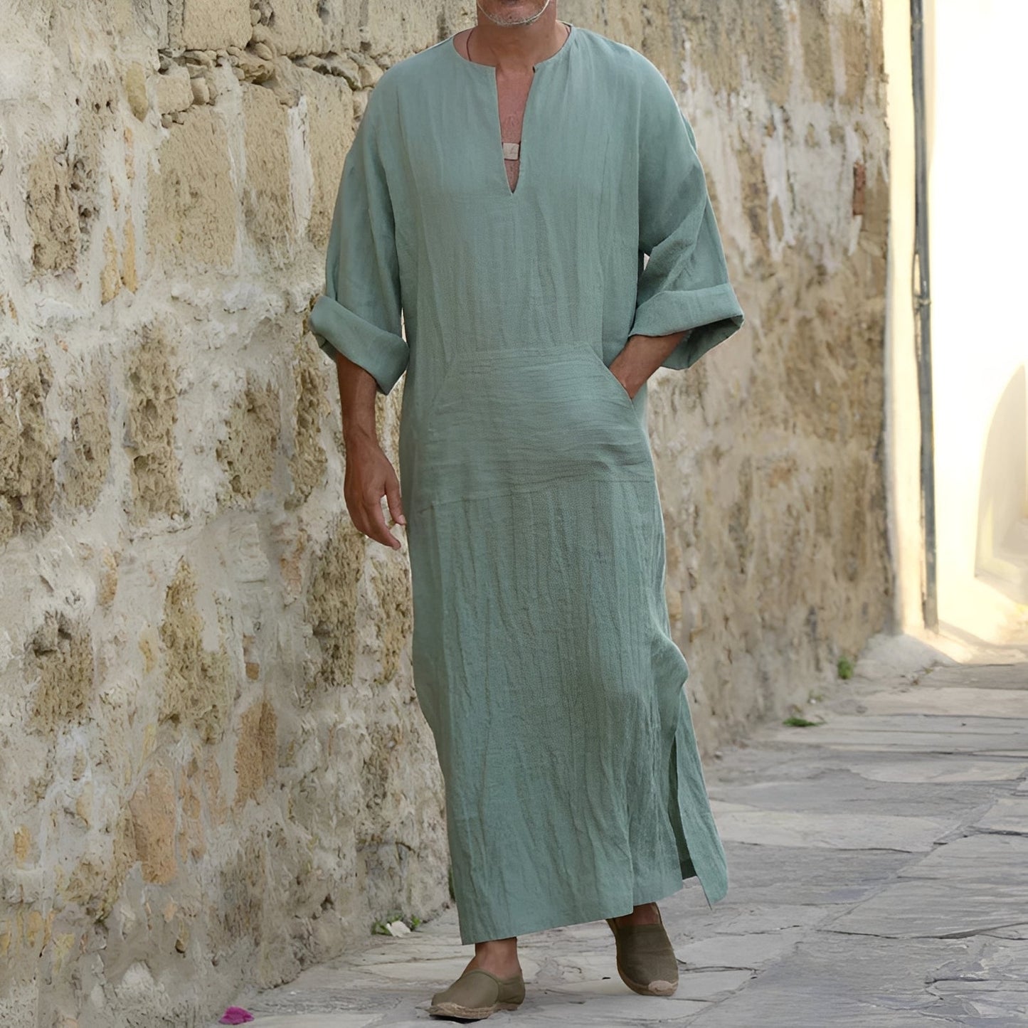 Herren Langhemdkleid Oversized mit Schlitz Elegantes Design