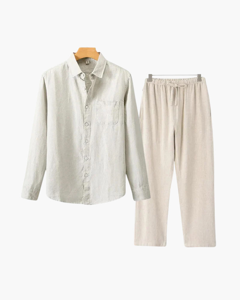 Herren Leinenanzug Langarm Set Sommer