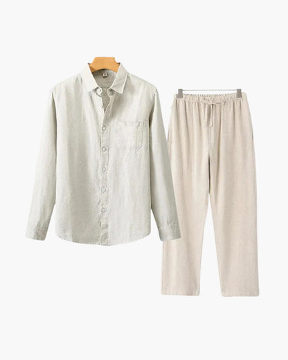 Herren Leinenanzug Langarm Set Sommer