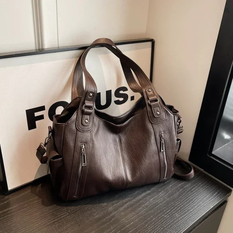 Vegane Damen Schultertasche Crossbody Braun