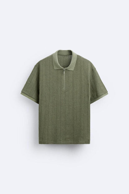 Herren Strickpolo Mit Reißverschluss Sportlich Modern