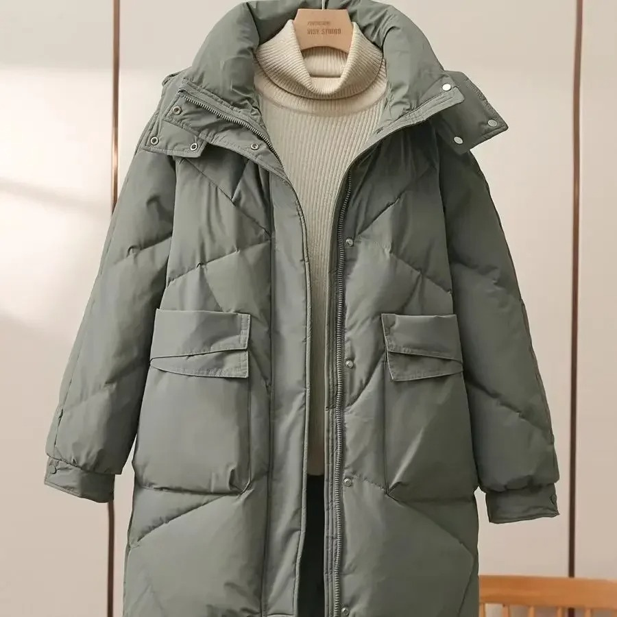 Damen Pufferjacke Leicht Grau Mit Umlegekragen