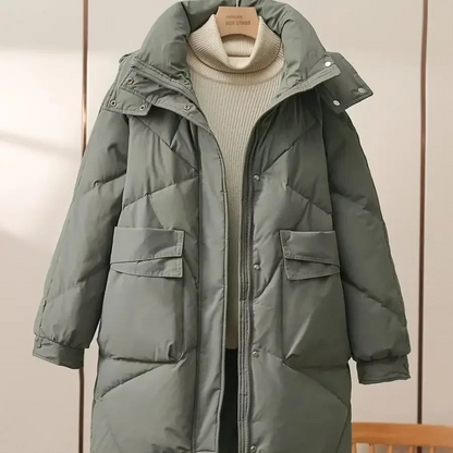 Damen Pufferjacke Leicht Grau Mit Umlegekragen