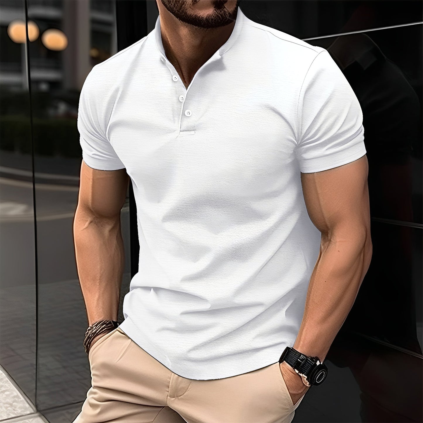 Herren Poloshirt aus Baumwolle mit Knöpfen