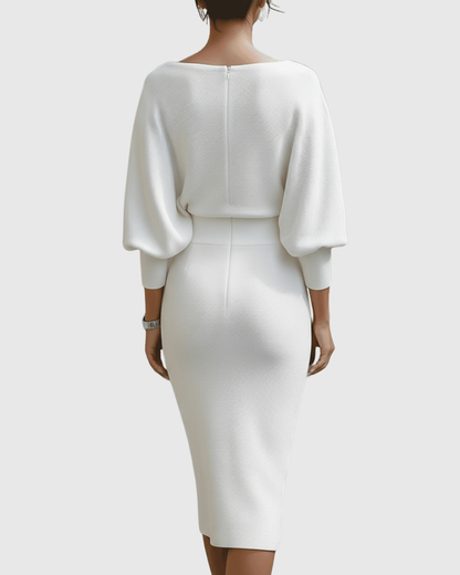 Elegantes Damen Midi-Kleid mit Drapierung