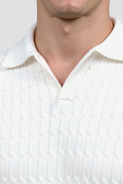 es Herren Poloshirt Strickoptik