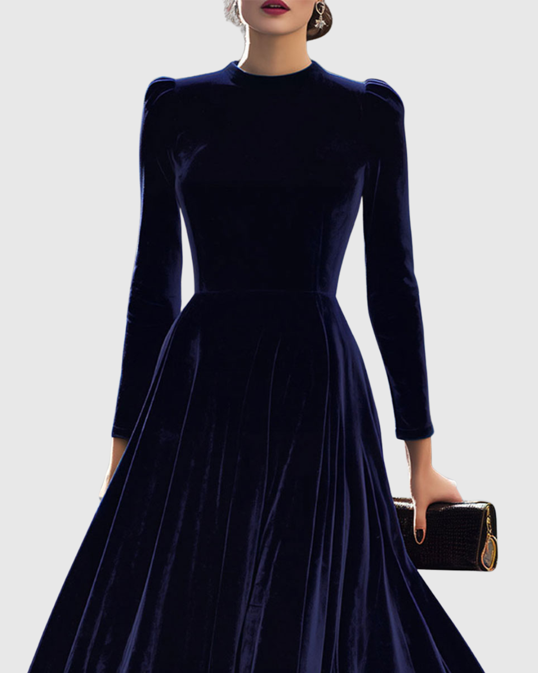 Elegantes Damen Samtkleid Party Midikleid