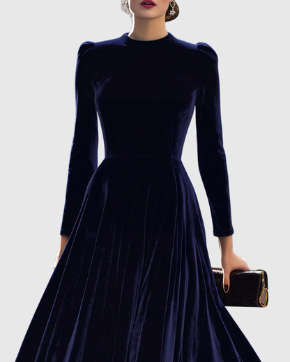 Elegantes Damen Samtkleid Party Midikleid