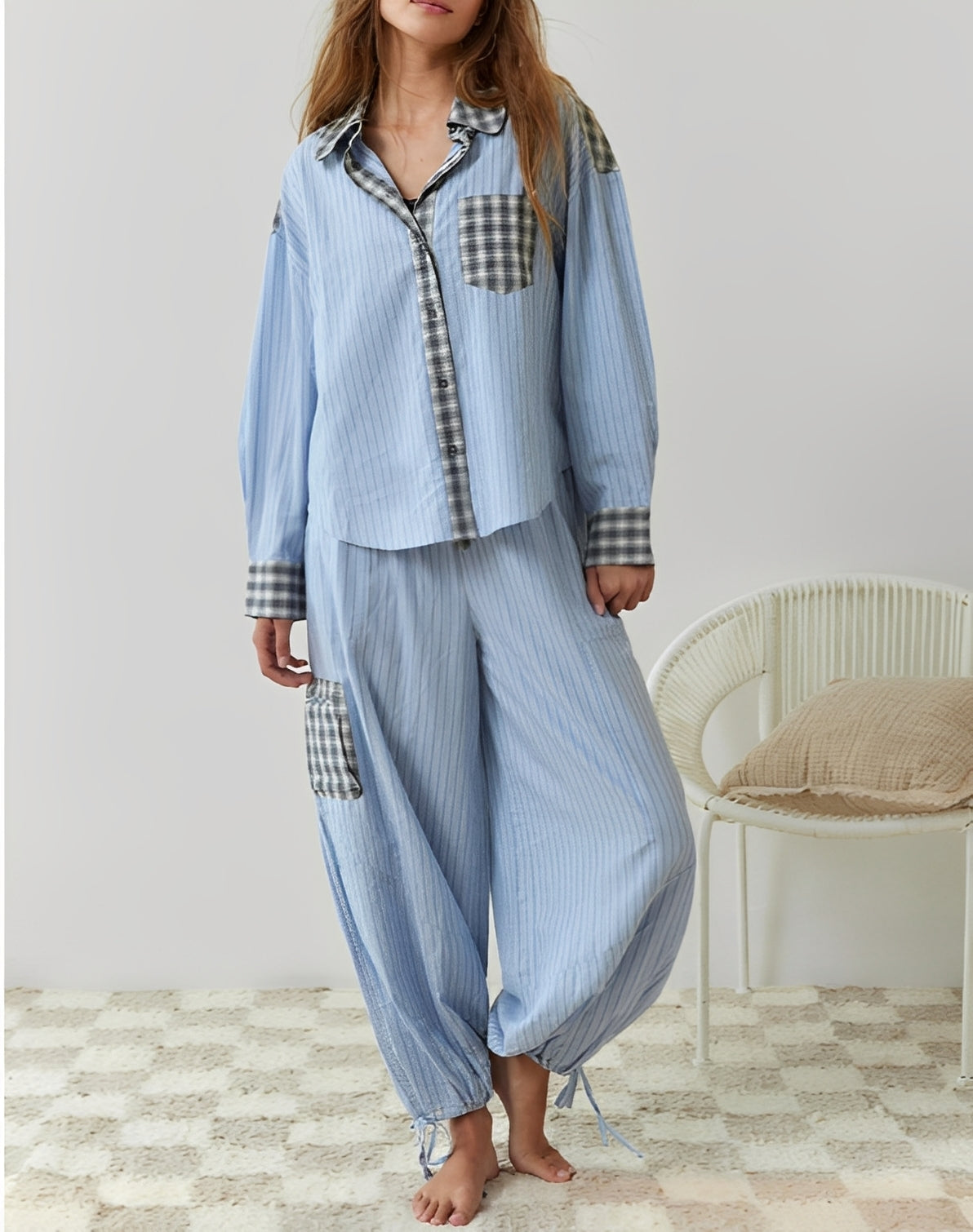Damen Pyjama Set Baumwolle Bequem