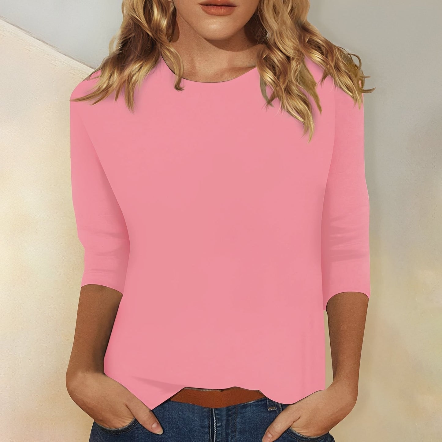 Damen Bluse 3/4 Ärmel Lässig Modern