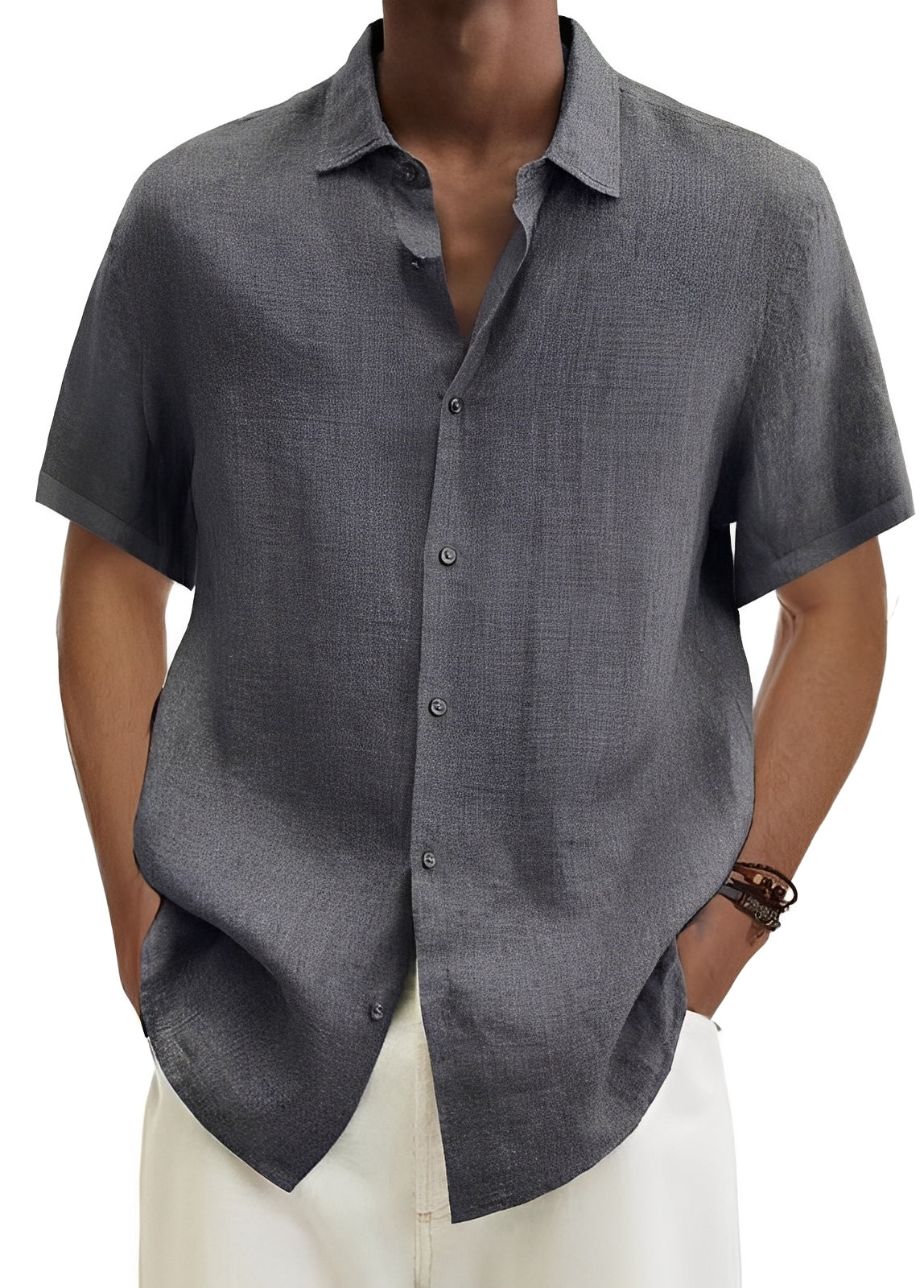 Herren-Hemd Lässig Baumwolle Relaxed Fit