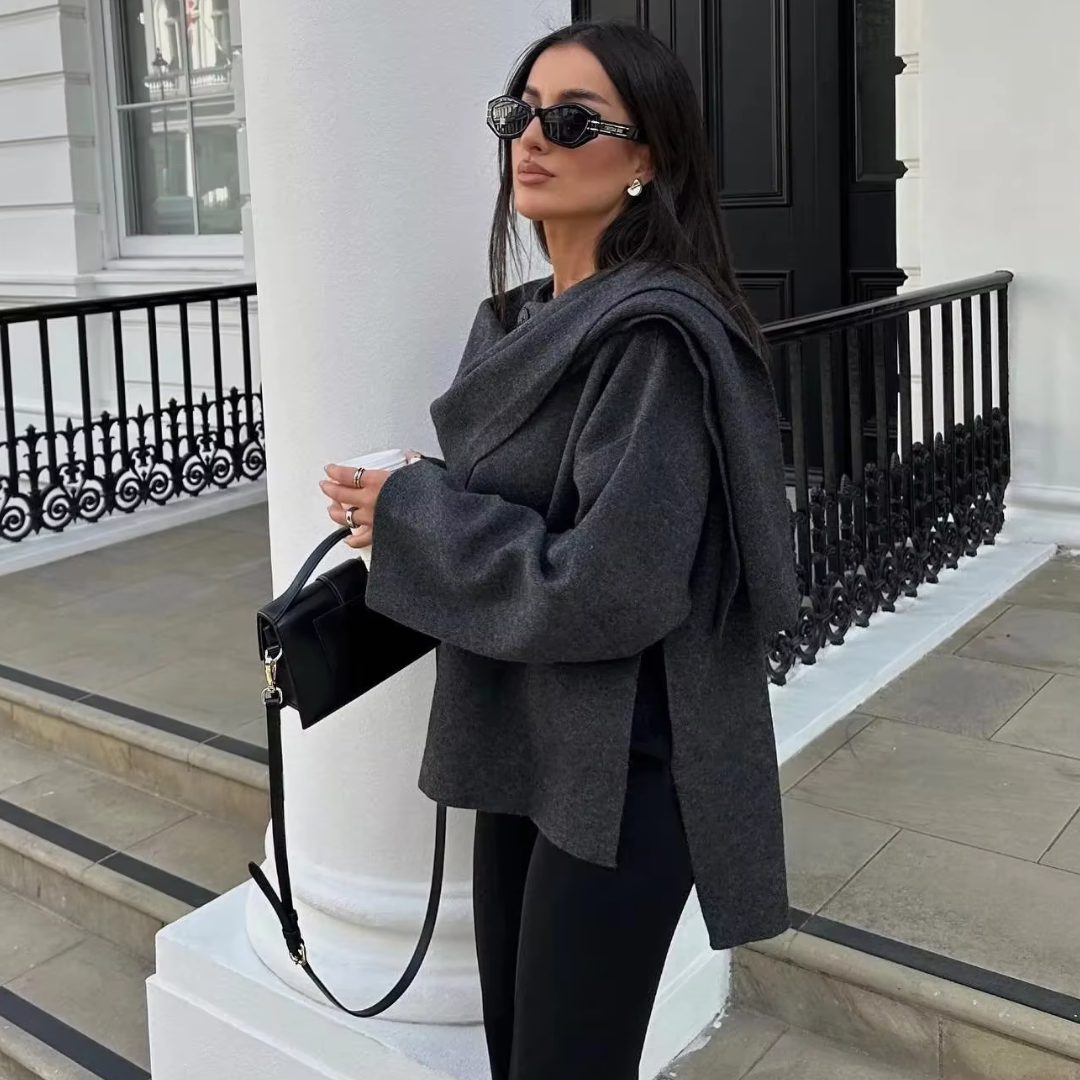 Damen Cape Asymmetrisch Mit Schaloptik