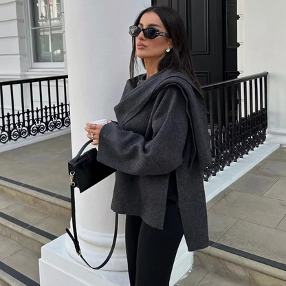 Damen Cape Asymmetrisch Mit Schaloptik