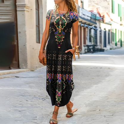 Damen Sommerkleid Blumenmuster Lässig Elegant