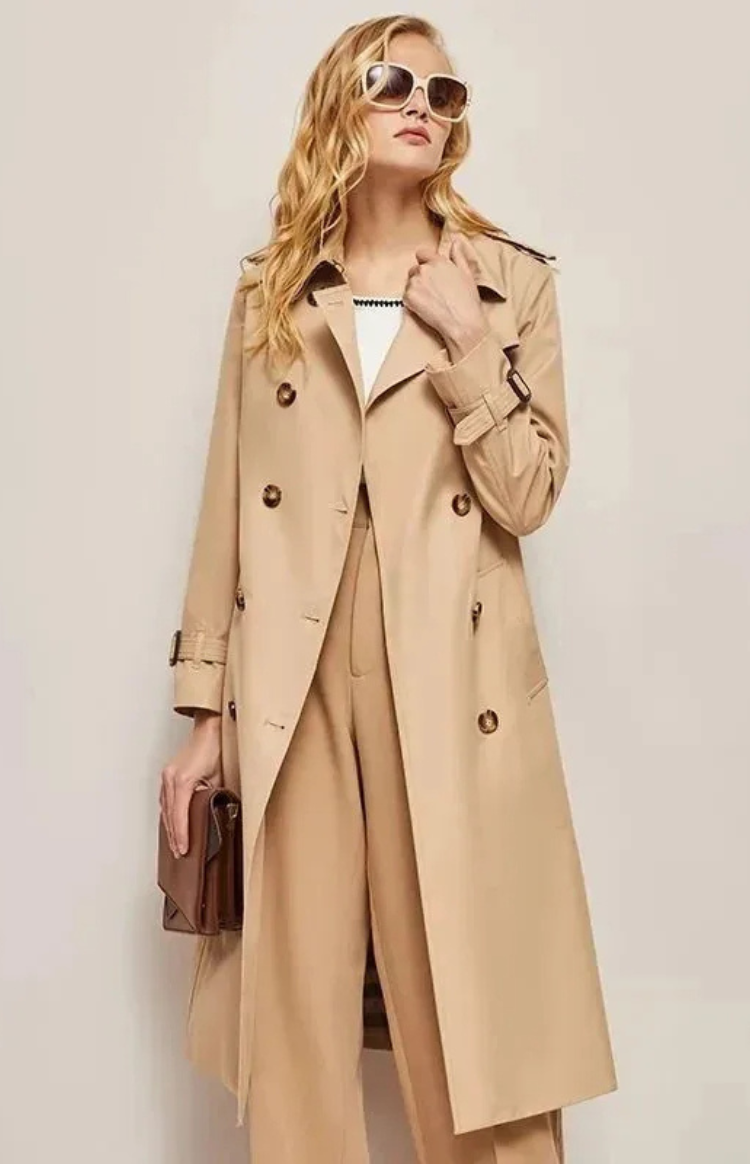 Damen Mantel Lang Reverskragen Modern Stylisch