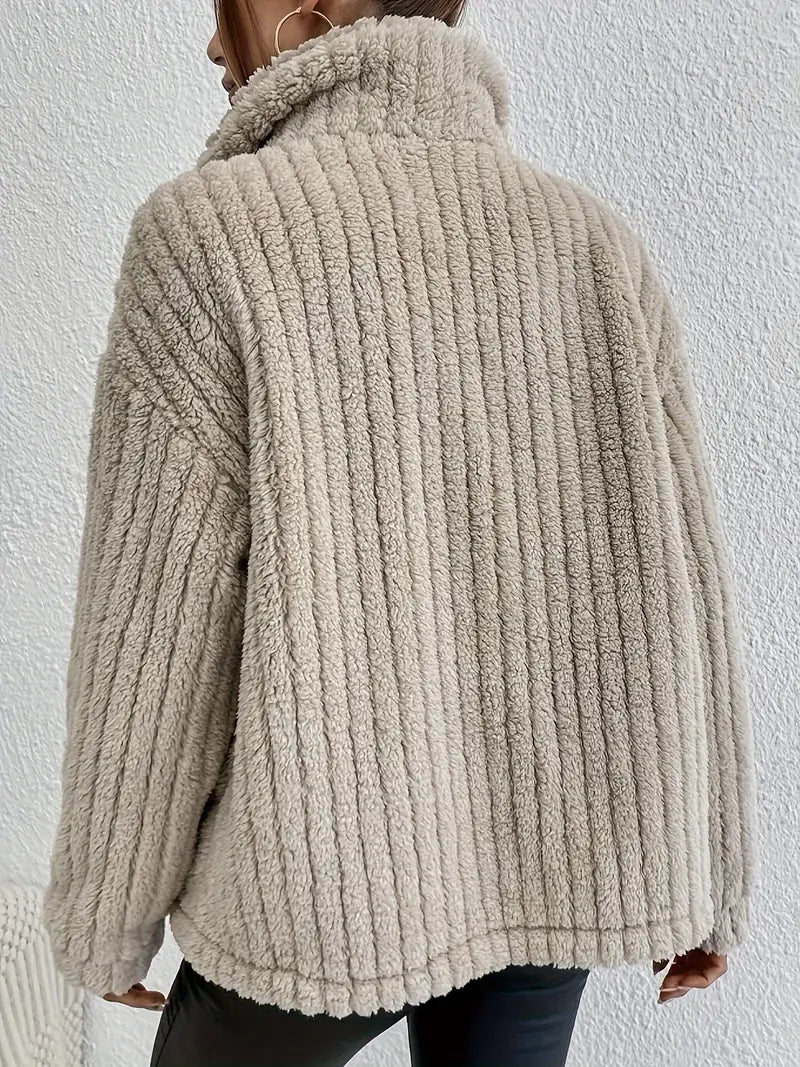 Weicher Frauenmantel Teddy-Look Kunstpelz Lässig Schwarz - Norvielle