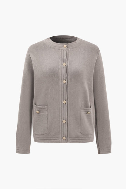 Damen Strick-Zweiteiler Klassischer Cardigan mit Hose