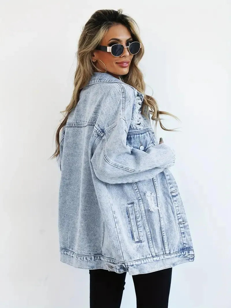 Damen Oversized Jeansjacke Groß Trendy