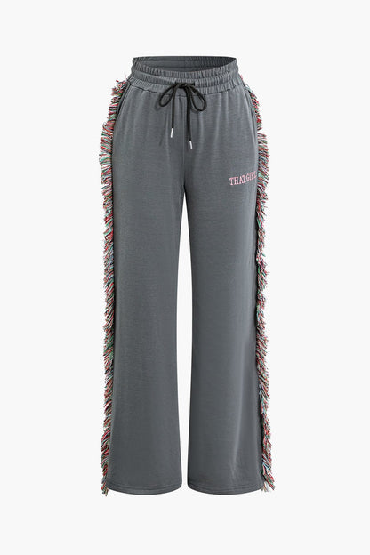 Damen Freizeit-Outfit Fransen-Design Grün