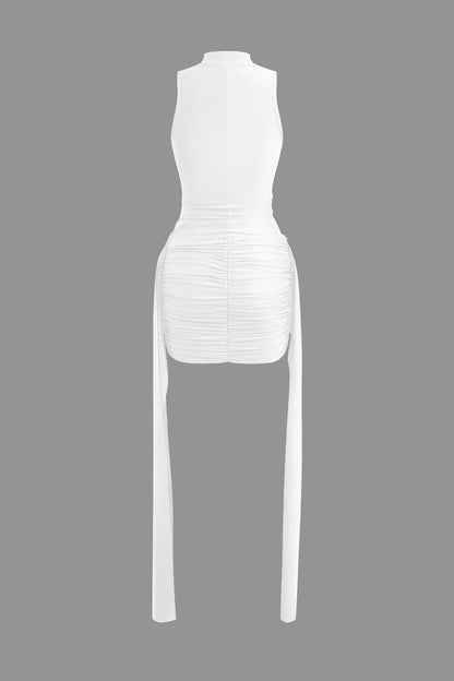 Elegantes Damen Minikleid Bodycon Hochhalter mit Drapierung