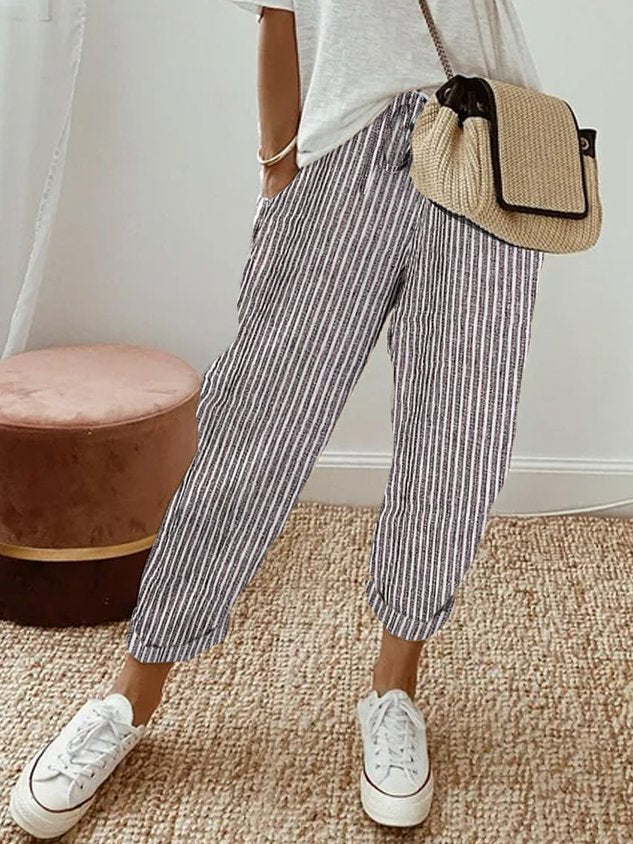 Damen Leinenhose Bequem Freizeit Stilvoll