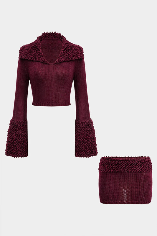 Damen Strick-Zweiteiler-Set Elegantes Oberteil Mit Struktur - Norvielle