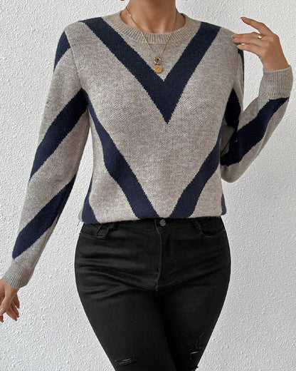 Damen Rundhals Geometrisches Muster
