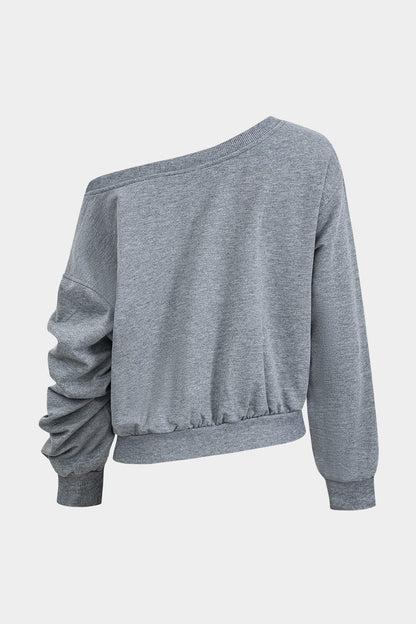 Damen One Shoulder Sweatshirt Minirock Set