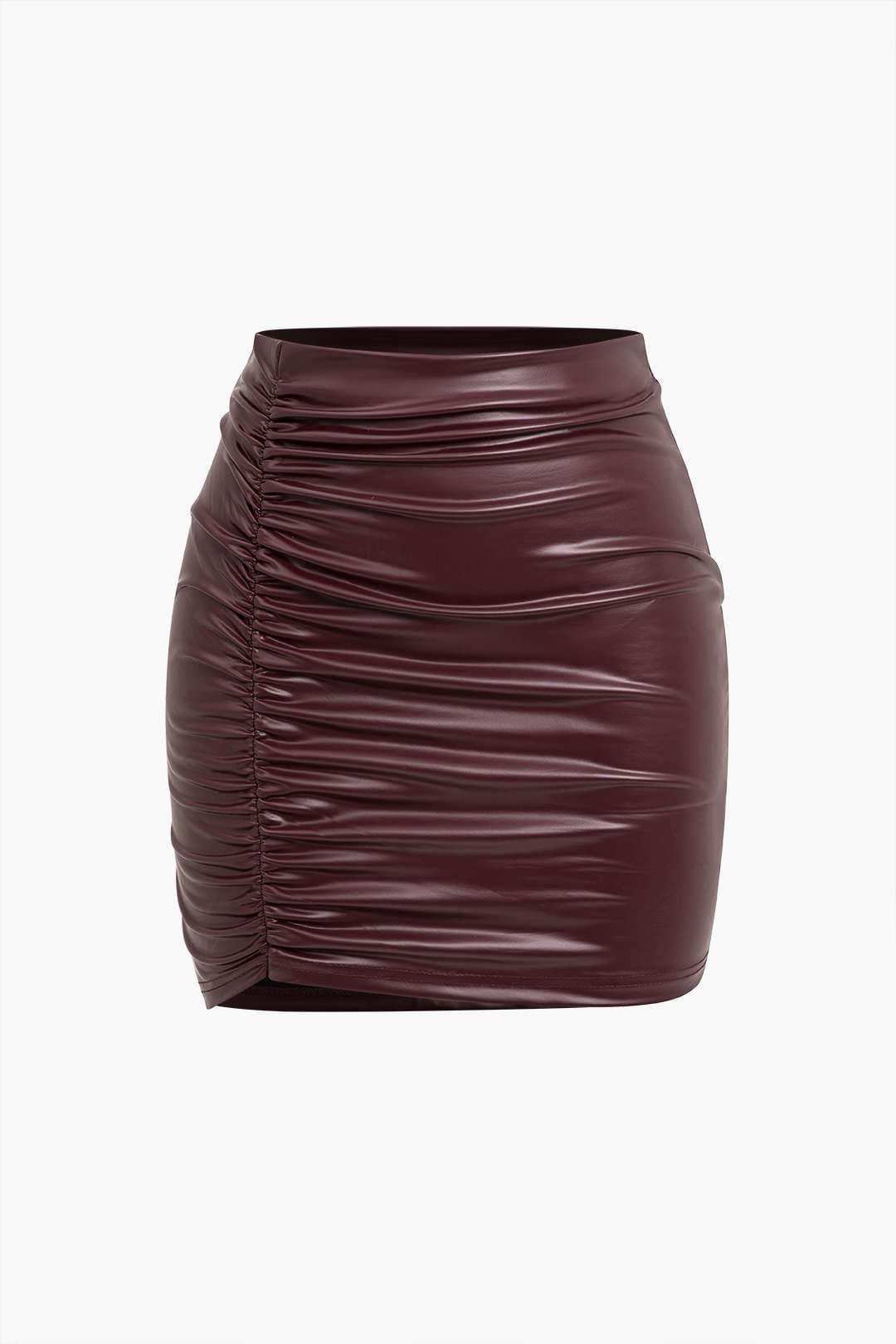 Kunstleder Minirock Damen Asymmetrisch Figurbetonter - Norvielle