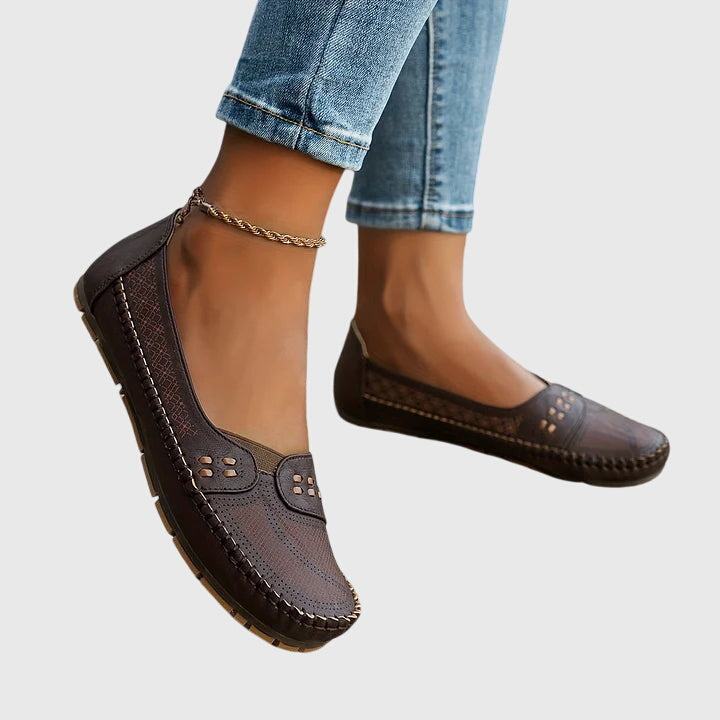 Damen Loafer Lässig Perforiert Bequem