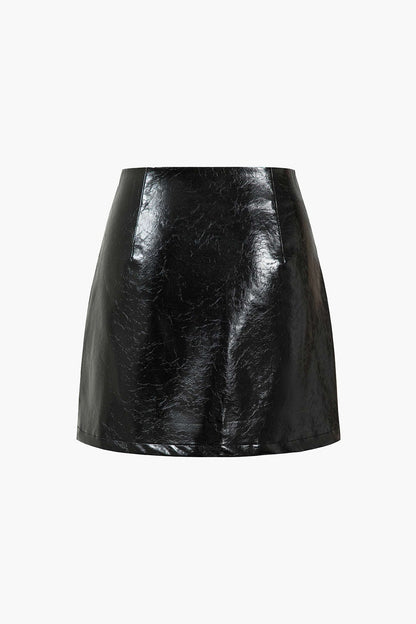 Damen Mini-Rock aus Lackleder Elegant Gold