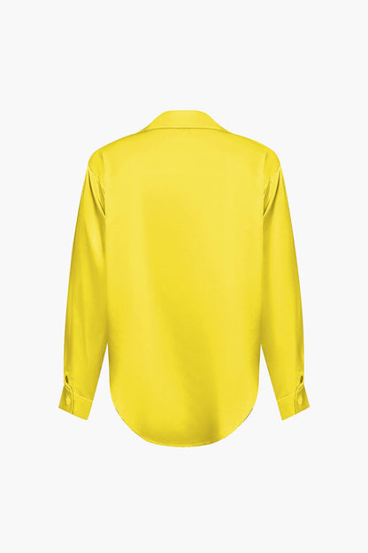 Damenbluse Langarm Seiden-Satin Elegante Bluse