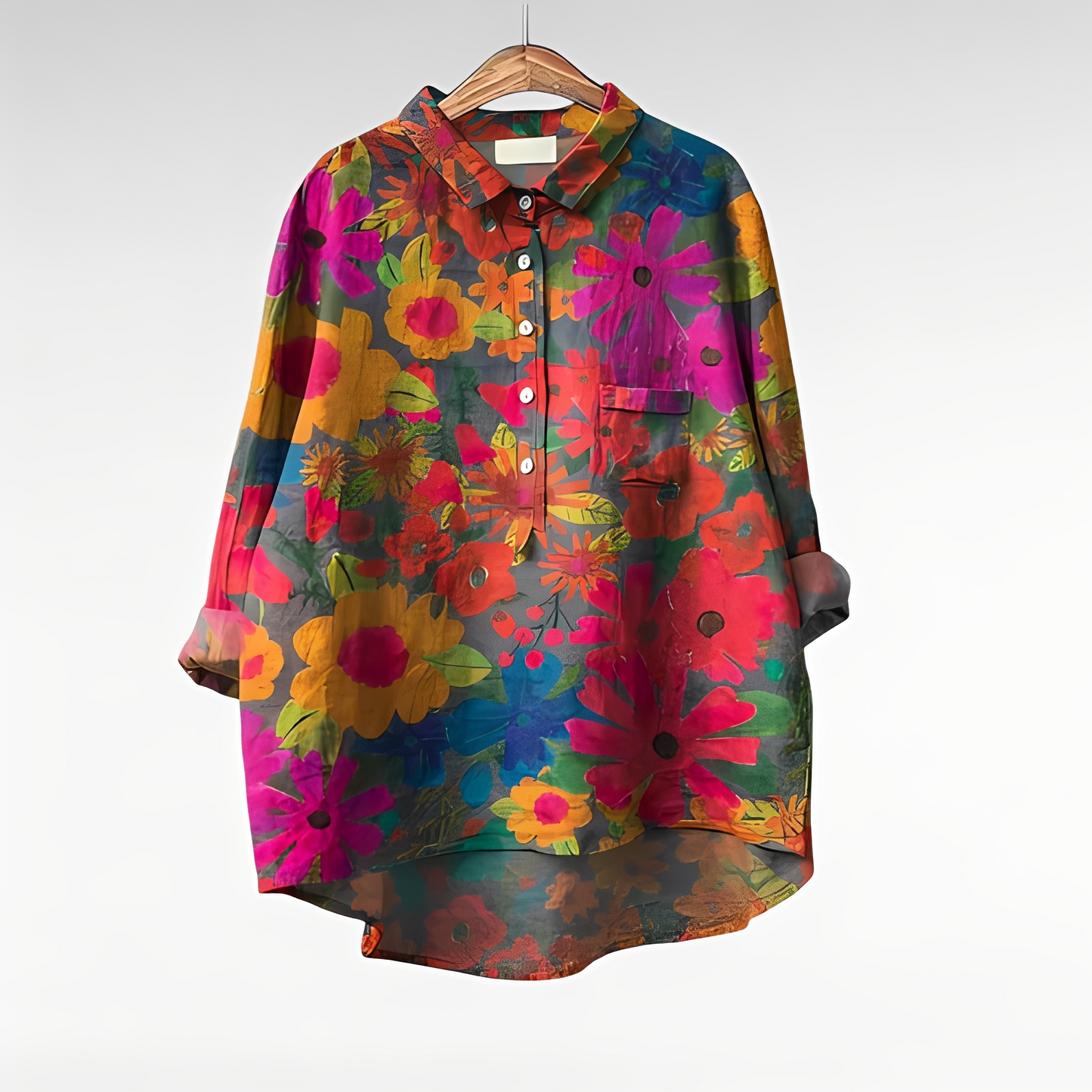 Damen Bluse Blumenmuster Elegantes Oberteil