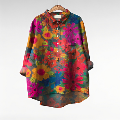 Damen Bluse Blumenmuster Elegantes Oberteil