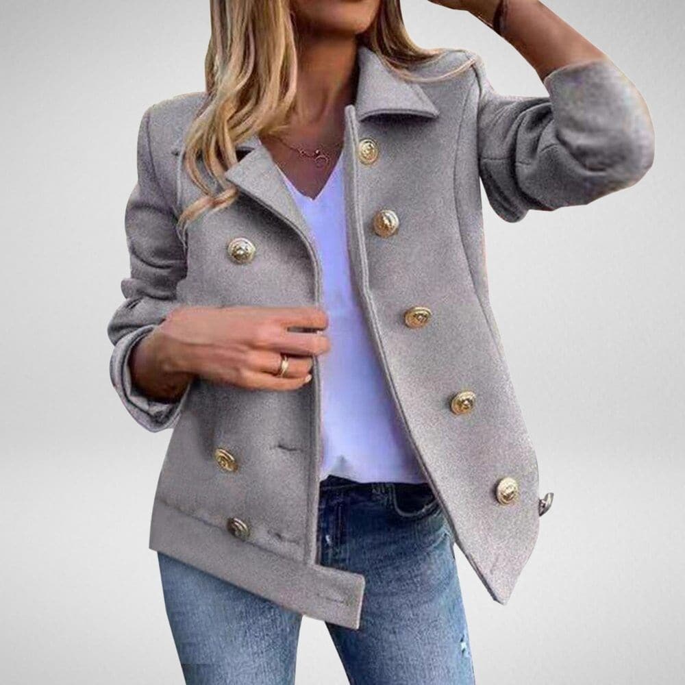 Damen Peacoat Zweireiher Elegante Knöpfe