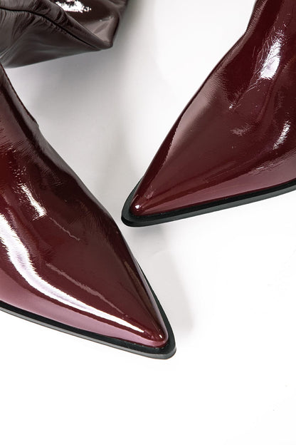 Ava | Lackleder-Stiefel mit gerafftem Schaft - Zendoo.de