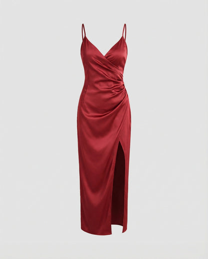 Damen Maxikleid Lang Mit Tiefem Ausschnitt Elegantes Design