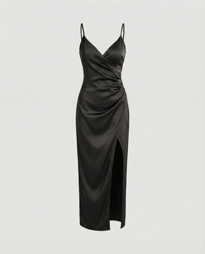 Damen Maxikleid Lang Mit Tiefem Ausschnitt Elegantes Design