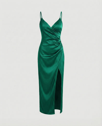 Damen Maxikleid Lang Mit Tiefem Ausschnitt Elegantes Design