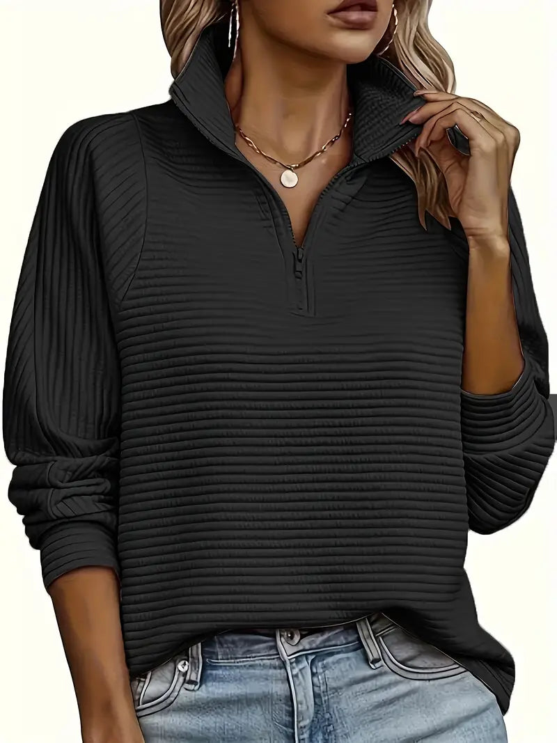 Damen Soft Pullover Mit Reißverschluss Warm