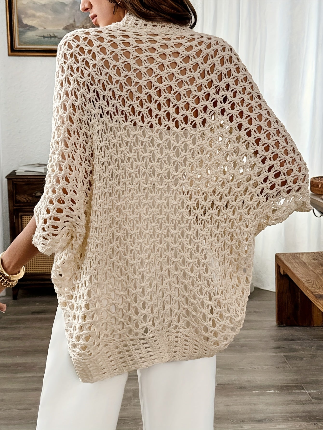 Damen Offener Cardigan Drapierter Überwurf
