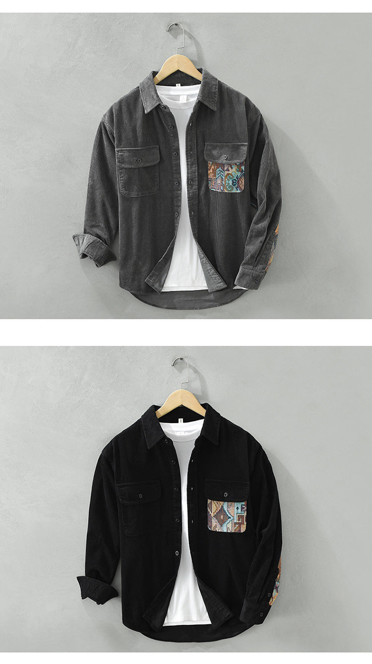 Herren Langarmhemd aus Baumwolle Vintage Stil