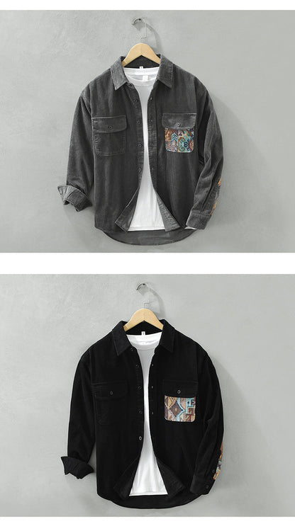 Herren Langarmhemd aus Baumwolle Vintage Stil
